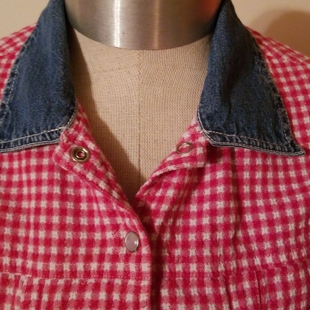 Girls Country Style Red and White Checker Top M - Picture 2 of 5
